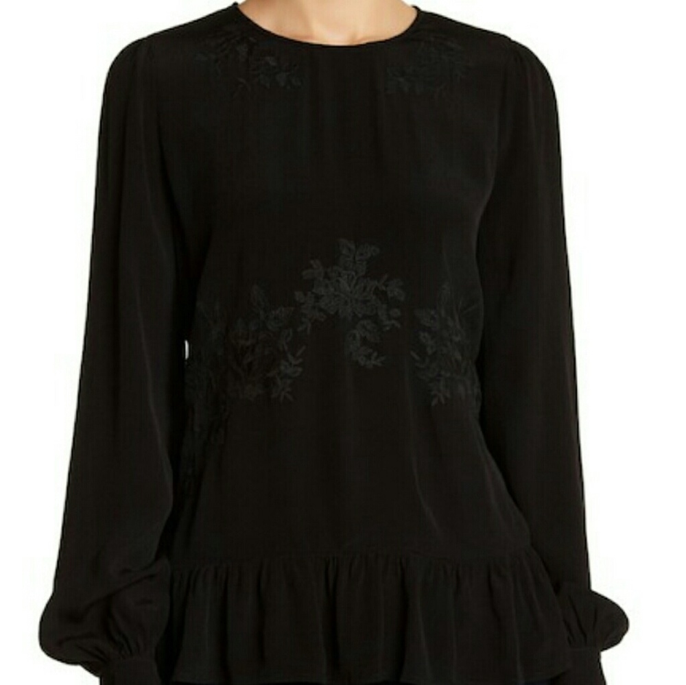 Embroidered Ruffle Blouse